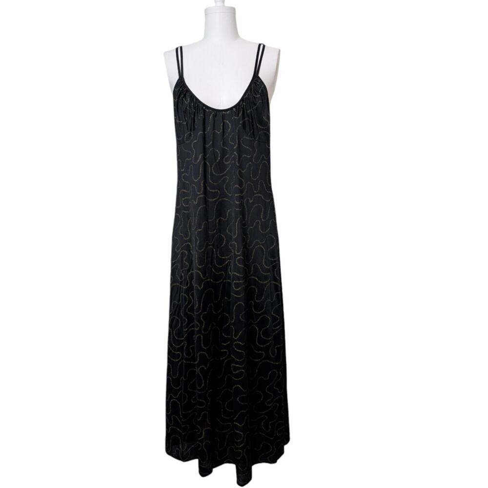 Barbizon Vintage Black And Gold Midi Slip Dress